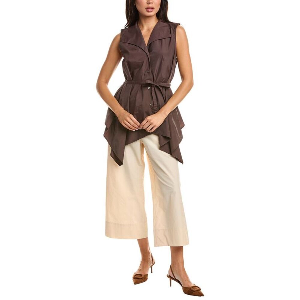 Natori Womens  Techno Poplin Handkerchief Hem Shirt, Brown